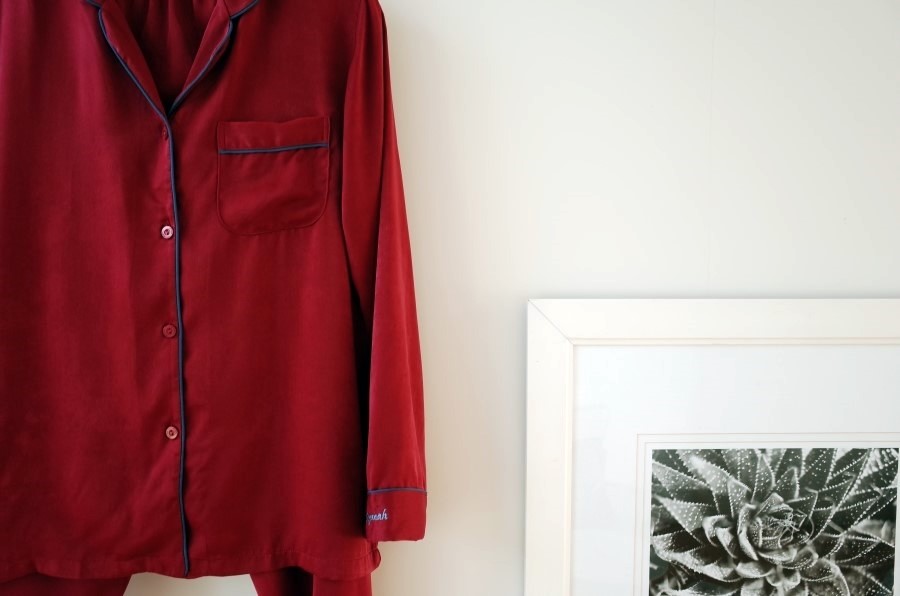 New Wine Silk Pajamas Newlyweds Couple Pajamas Fas